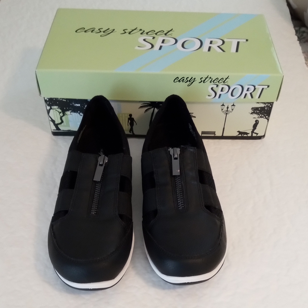 Easy Street Black Sneakers Lightweight Mesh Slip-On